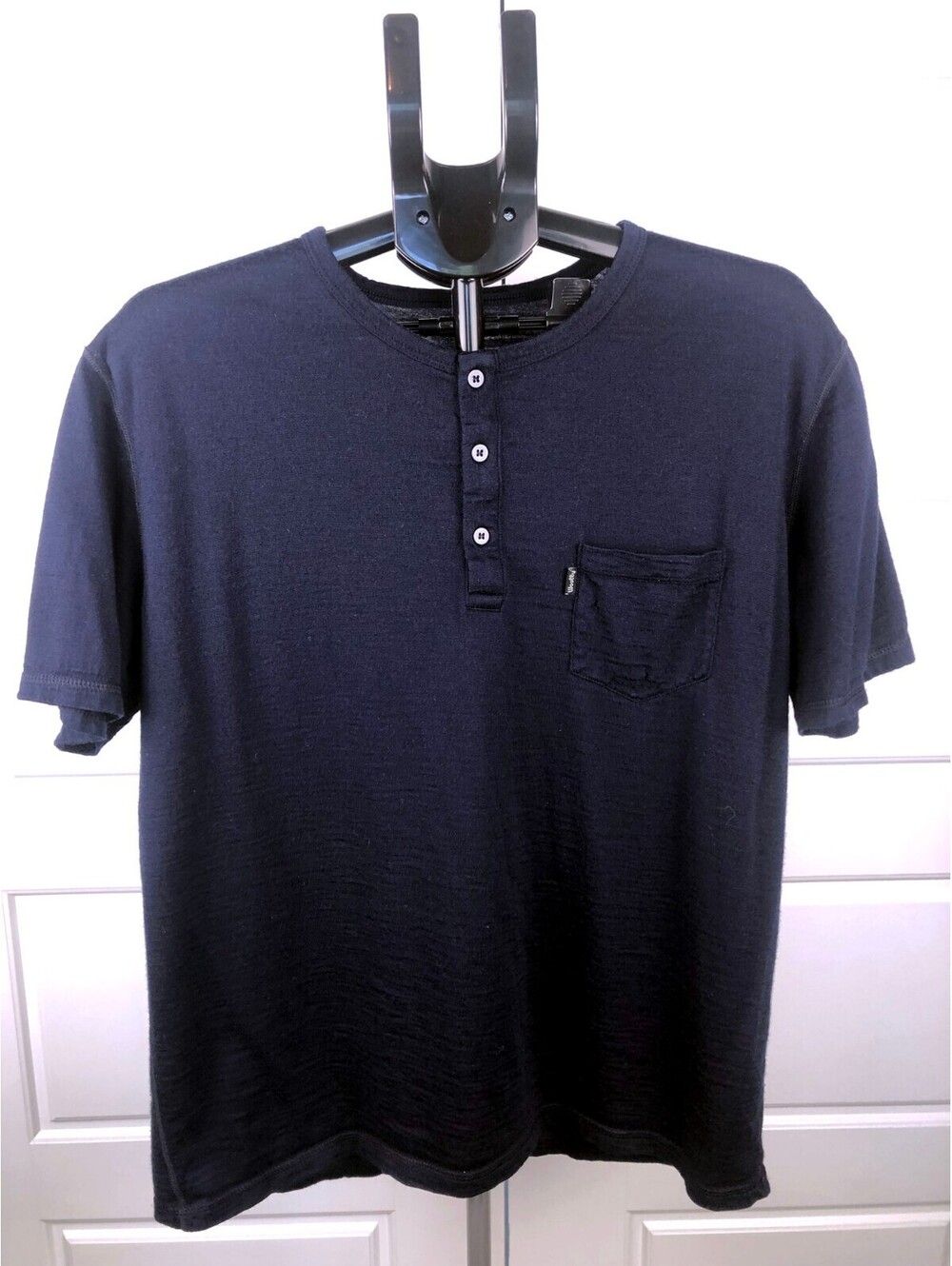 Woolly Clothing Merino Wool Henley Base Layer Navy Blue Size L - SEE DESCRIPTION